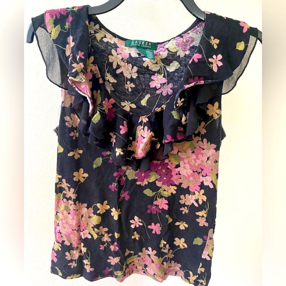 Ralph Lauren flower top with ruffles